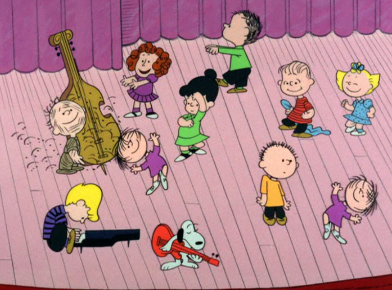 The Charlie Brown peanuts gang dances
